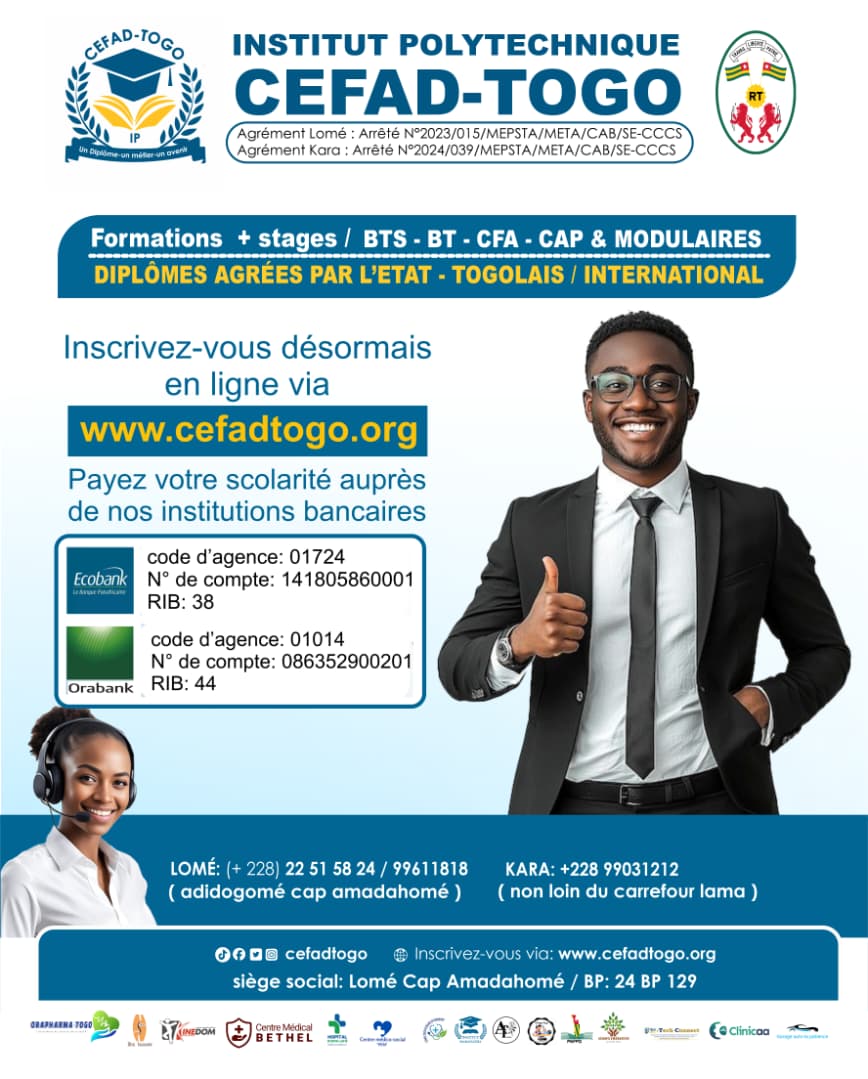 Institut Polytechnique CEFAD-TOGO : L’excellence pratique au service de l’avenir